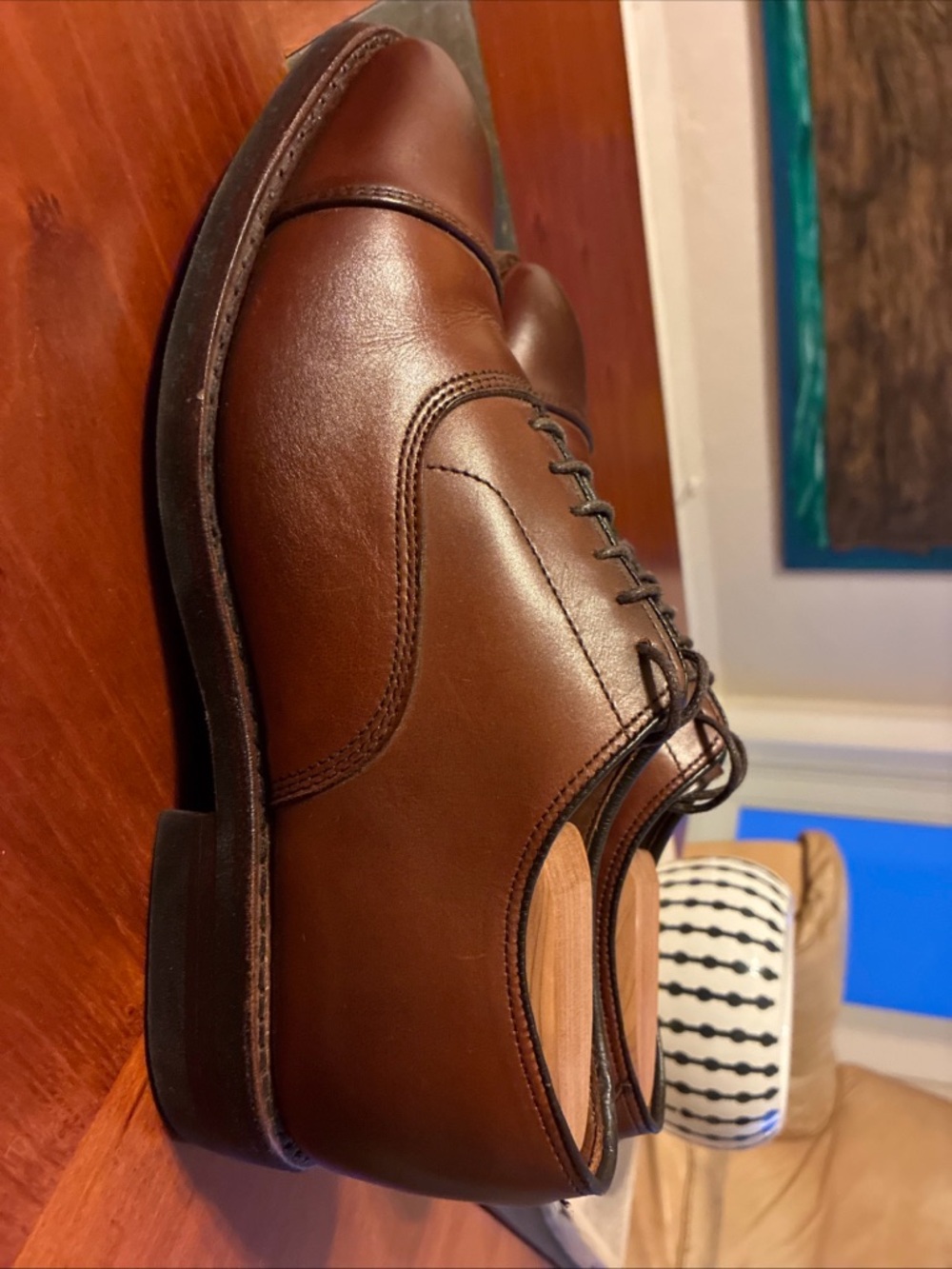 Allen Edmonds Men’s Park Avenue Chili Captoe Oxfords Dainite Soles US7E - Picture 5 of 9